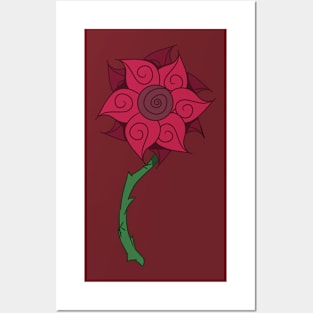 Scarlet Thorn Flower Design Posters and Art